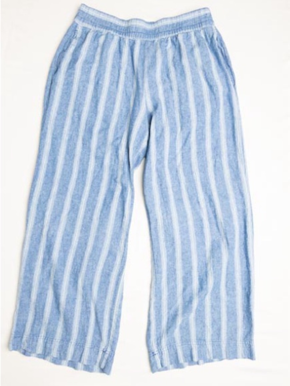 Old Navy Light Blue and White Striped Wide-Leg Pants